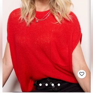 LNA Clothing Red Knit Crewneck Sweater w/ Pocket – Cozy Lightweight Pullover